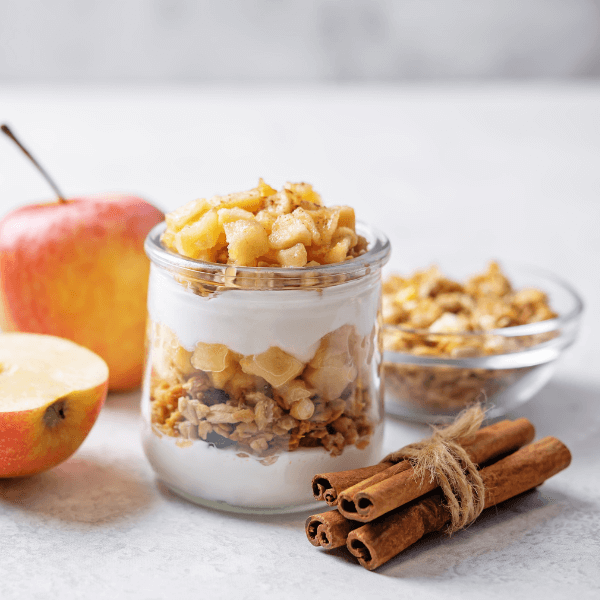 Apple Greek yogurt granola parfait. toning