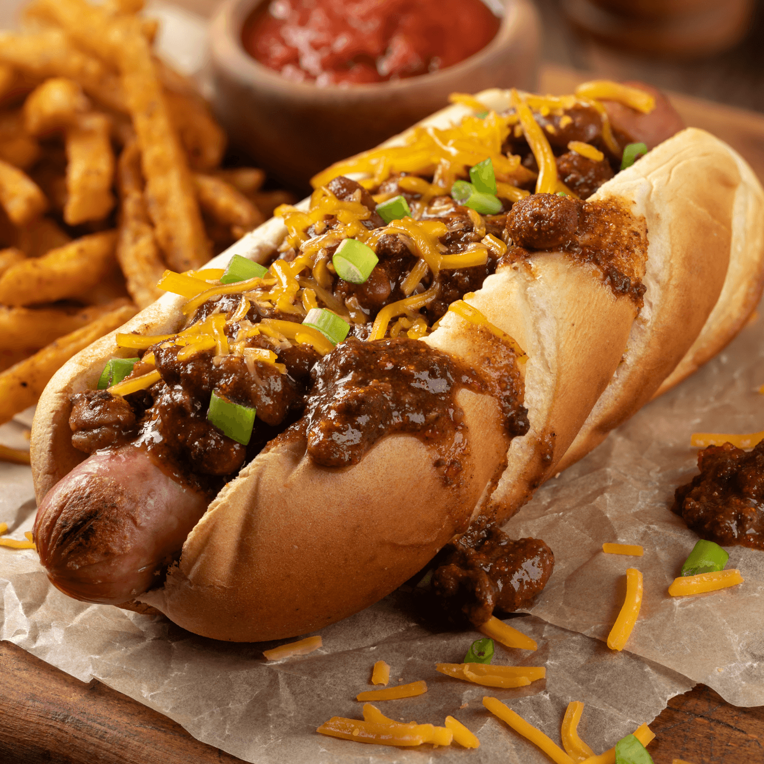 chili dog with onions