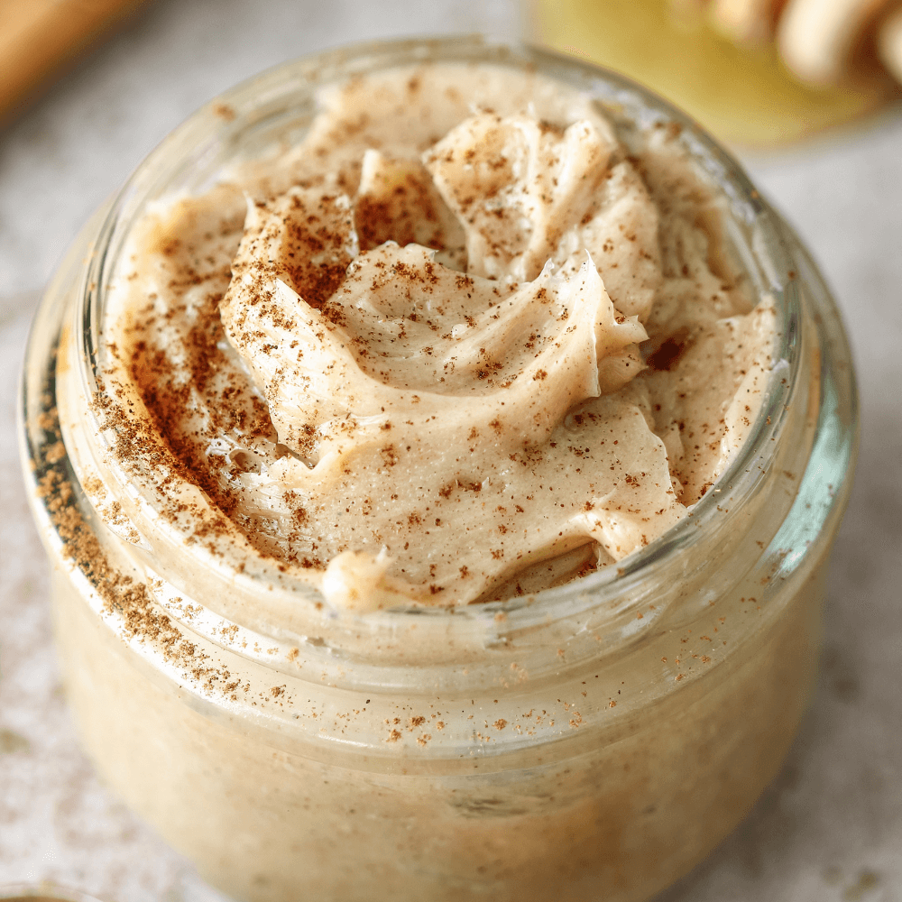 close up of whipped honey cinnamon butter.