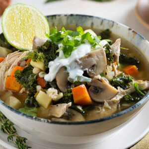 Hearty Chicken Soup with Pearl Barley and Kale